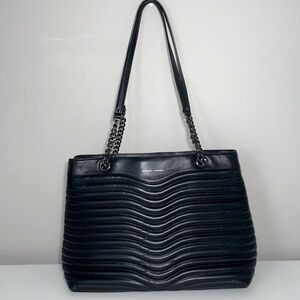 Rebecca Minkoff MAB Black Leather Quilted Satchel Shoulder Tote Bag